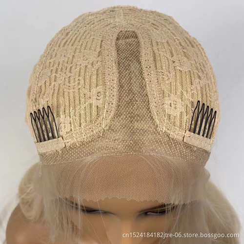 T Part Synthetic Lace Front Hair Wig Solid Colors Trendy Silky Straight Slight Yaki Long Length 4 Colors to Choose